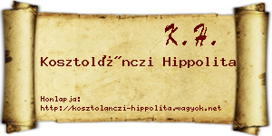 Kosztolánczi Hippolita névjegykártya